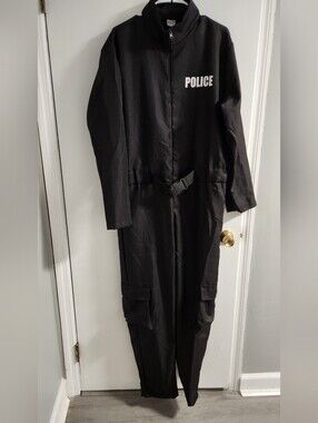 Spirit Black Adult  'POLICE' One-Piece Jumpsuit , Size S/M